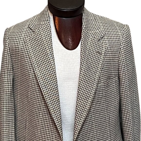 Brooks Brothers Wool Houndstooth Jacket Sports‎ Coat Blazer 41R Brown / Beige - Picture 10 of 10